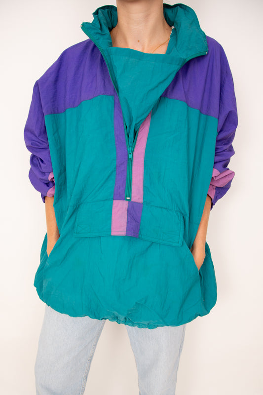Coupe-vent vert, violet et rose 58