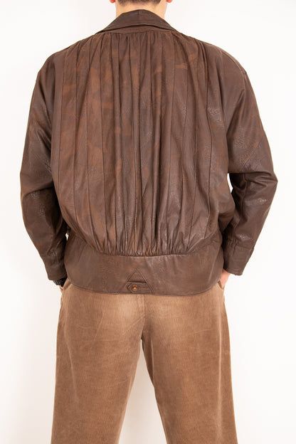 Blouson en cuir marron foncé 42