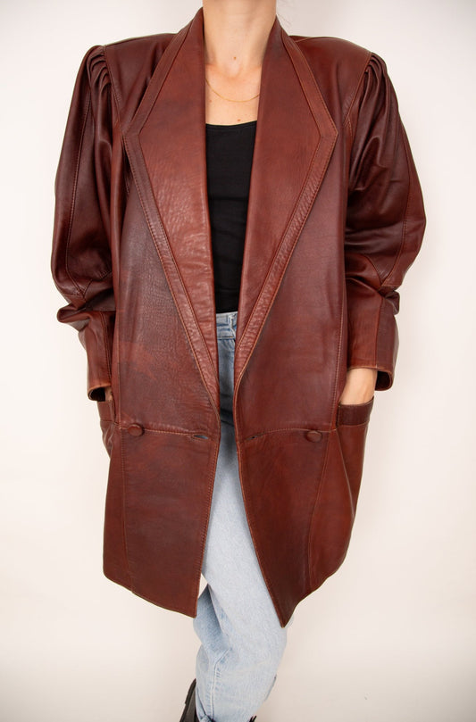 Veste en cuir cognac 40