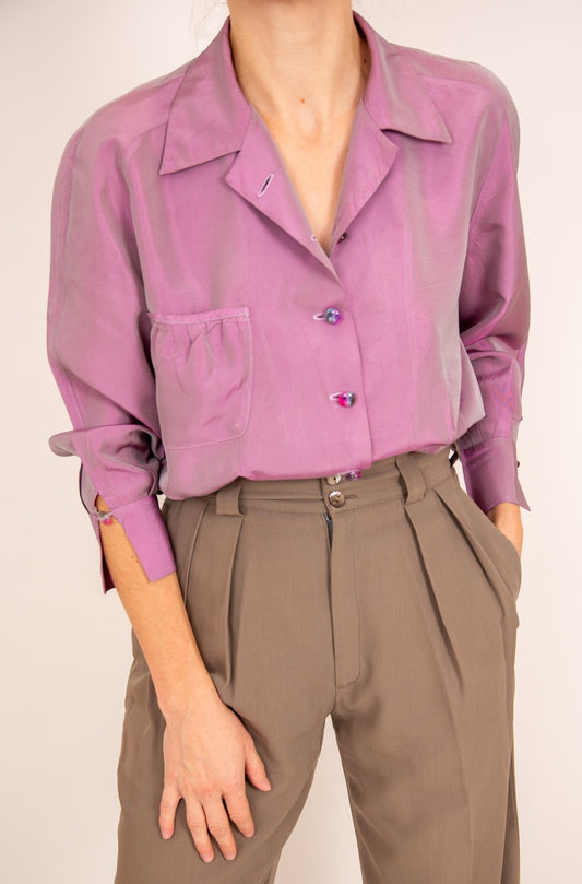 Chemisier mauve en soie 38