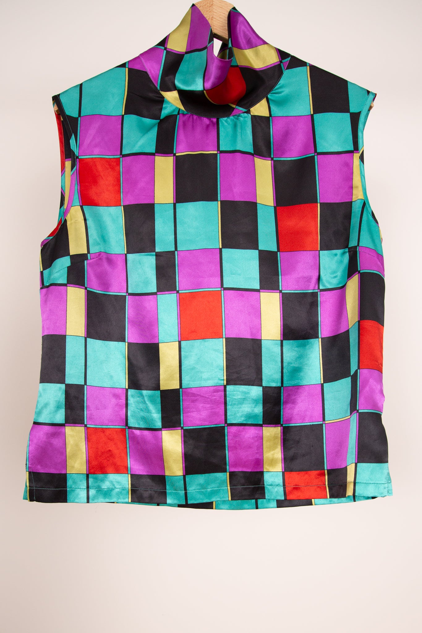 Top arlequin en soie 44
