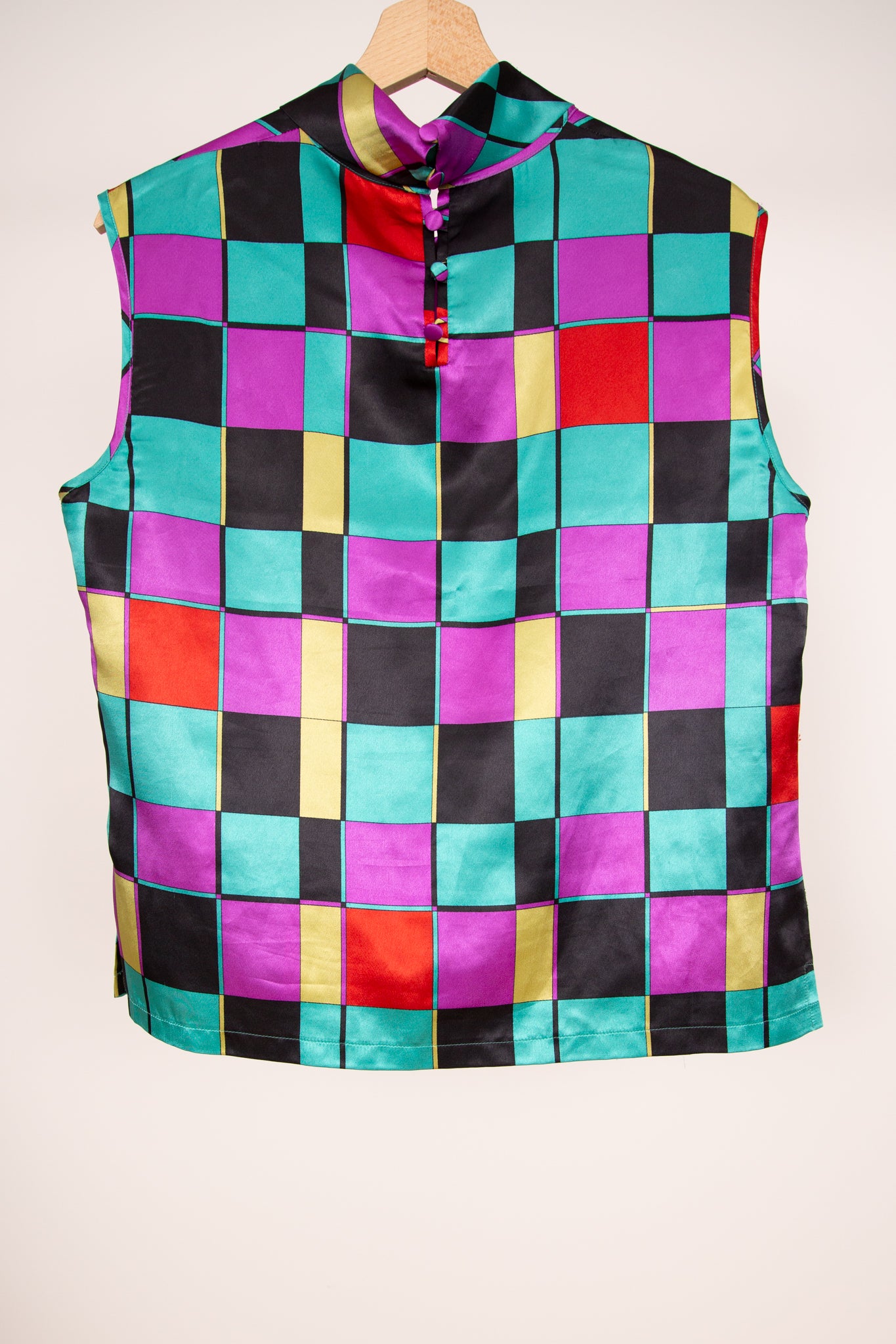 Top arlequin en soie 44