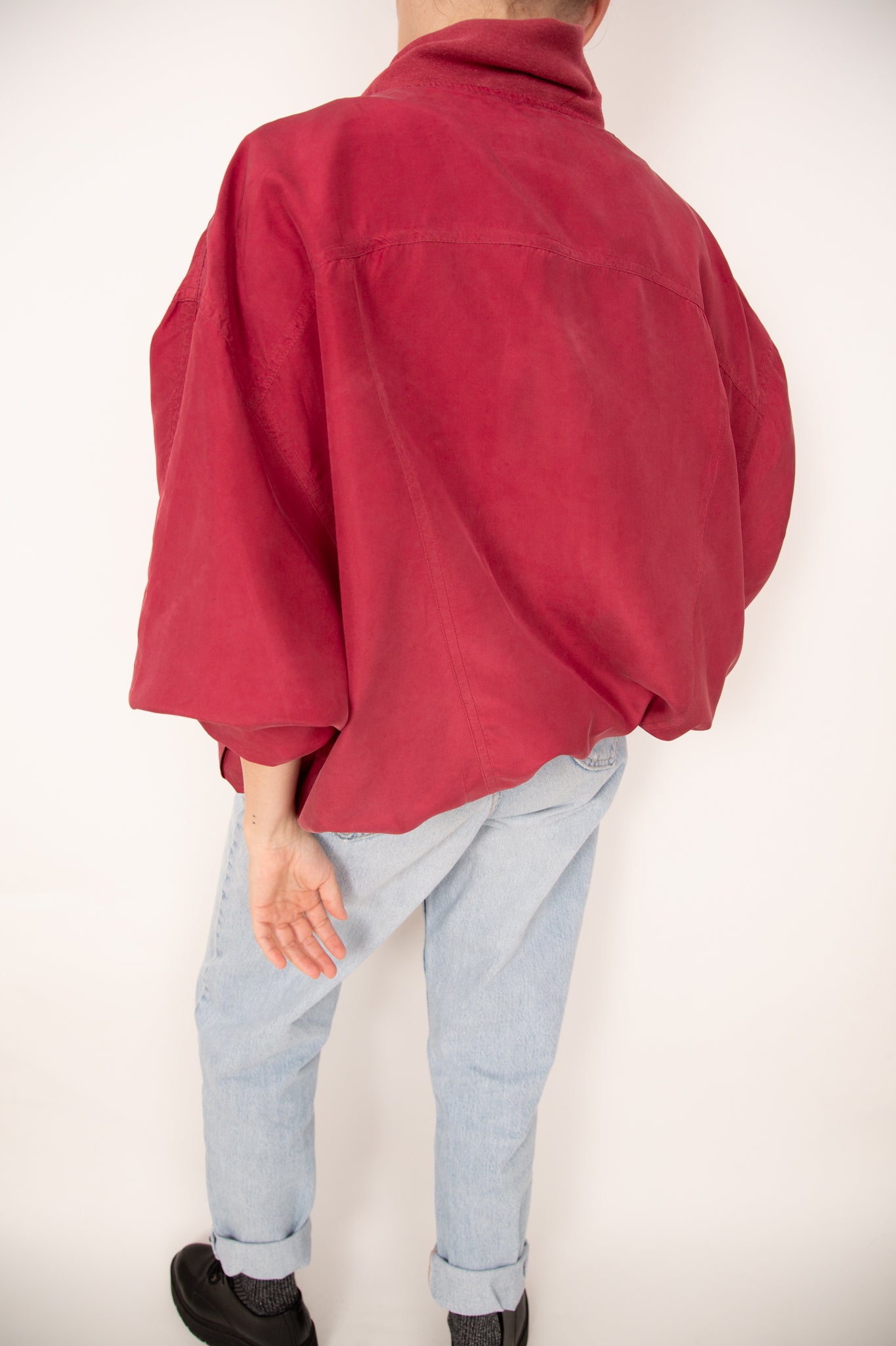 Blouson en soie rouge 46