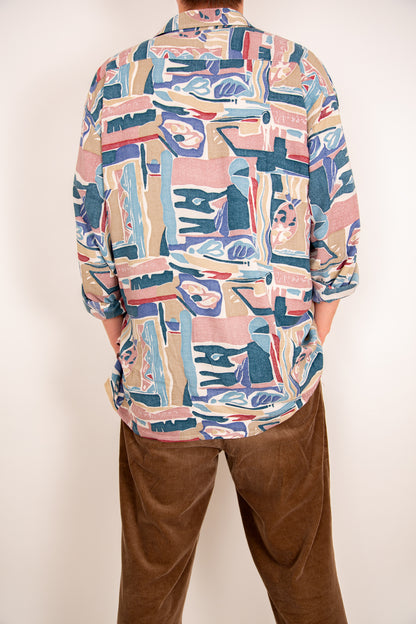 Chemise beige, rose, et bleu 58