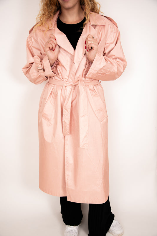 Trench-coat rose irisé 42
