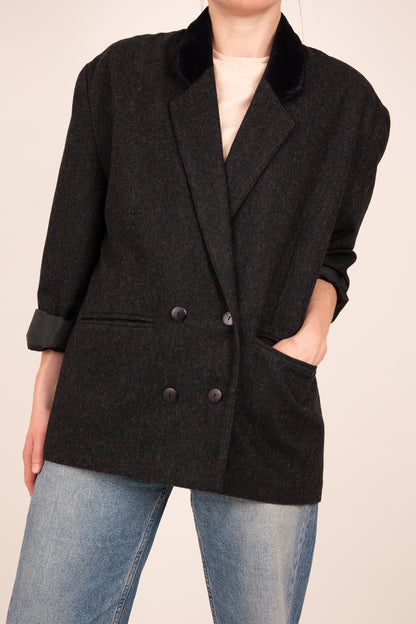 Blazer en laine gris et noir 40