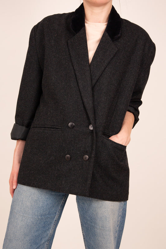 Blazer en laine gris et noir 40