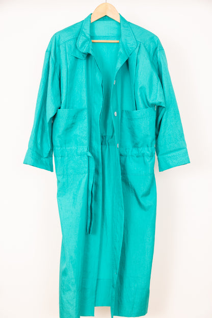 Robe turquoise satinée 38