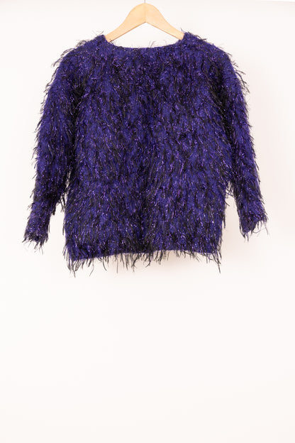 Pull violet duveteux et brillant 38