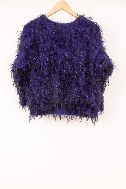 Pull violet duveteux et brillant 38